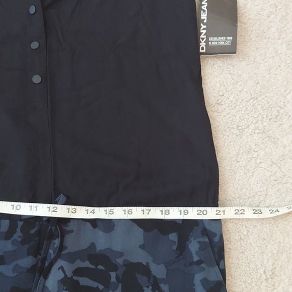 DKNY Sleeveless Camo Drawstring-Waist Jumpsuit in Blue & Black Sz L - Picture 12 of 14